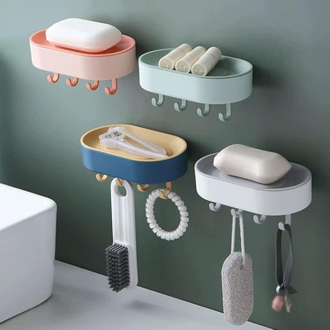 Wall Mounted Soap Holder with Hooks Wall Mounted Soap Holder with Hooks - Image 1