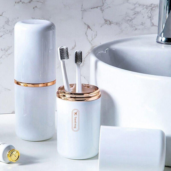 Compact Toothbrush Holder with Built-in Cups